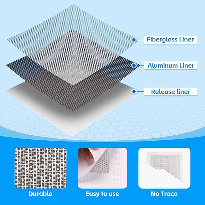 Wall Repair Patch Kit Upgraded Size, 8 Psc 10/8/6/4 inch Self Adhesive Pieces Aluminum Drywall Repair Kit, with Its Own Large Squeegee and Scraping