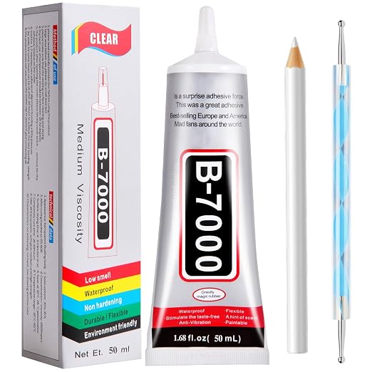 FITTDYHE B7000 Glue Clear with Precision Tip，50Ml B7000 Glue Clear for Rhinestones Glue for Crafts, Multipurpose Jewelry Glue for Fabric DIY Craft Makeup Shoes Jewelry Making Nail Art