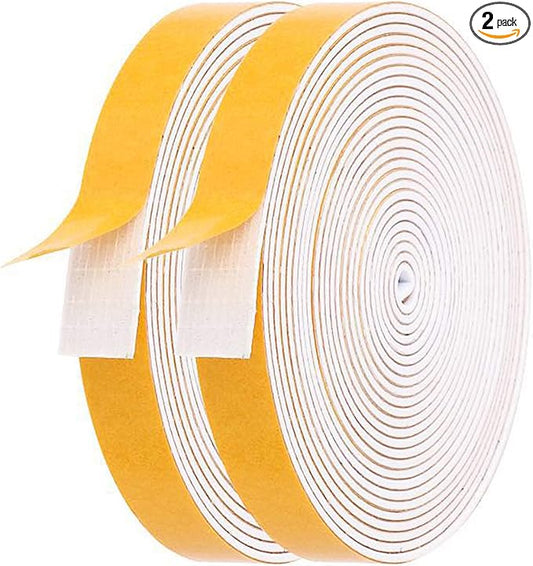Foam Weather Stripping-2 Rolls,1/2 Inch Wide X 1/16 Inch Thick Total 26 Feet Long, Foam weatherstrip with Adhesive for Door Insulation(13ft x 2 Rolls)
