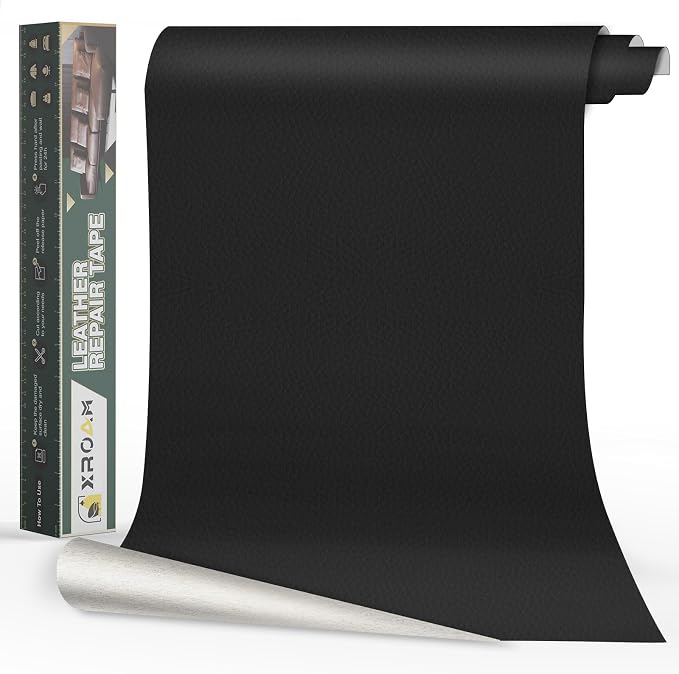 Leather Repair Tape, 16x40 inch Leather Patches for Furniture, Self Adhesive Leather Repair Patch for Sofas, Couches, Leather Covers, Seats, Chairs, Vinyl Repair Tape Black