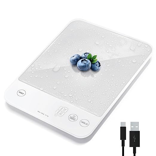 Etekcity Food Kitchen Scale, 22lb Digital Weight Scale Grams and Ounces Rechargeable Waterproof Tool for Weight Loss, Cooking, Baking, Meat, Bread, Large 0.05oz/1g Accuracy (Pack of 10)