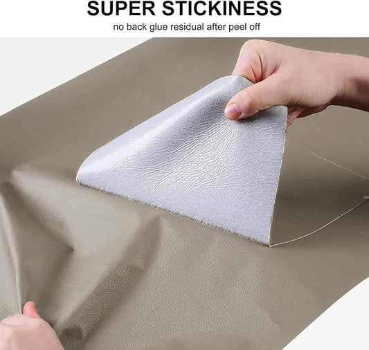 YAFLC Leather Repair Patch for Furniture, 40" x 16" Self Adhesive Leather Repair Kit Vinyl Repair Tape for Car Seat Sofa Jackets Couches Chair Khaki