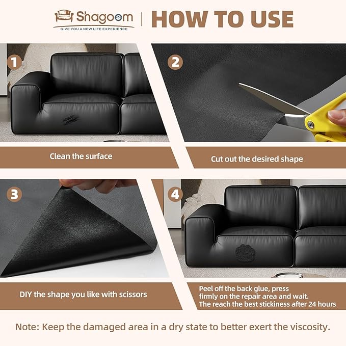Shagoom Leather Repair Patch, 35X79 Inch Repair Patch Self Adhesive Waterproof, DIY Large Vinyl Patches for Couches, Furniture, Kitchen Cabinets, Wall （Grey, 35X79 Inch）