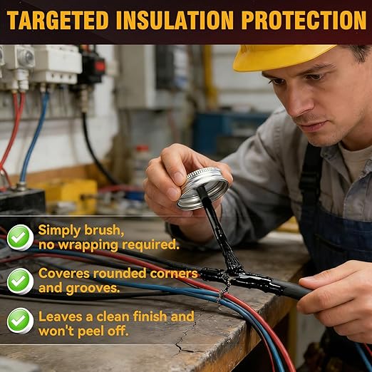 Liquid Electrical Tape – Black Insulating Electrical Tape Adhesive, Waterproof & Heat Resistant Coating for Cable Repair, Ideal for Home Flexible Wire Equipment Repair, Automotive