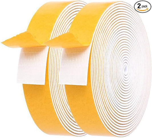 Foam Weather Stripping-2 Rolls, 1 Inch Wide X 1/16 Inch Thick Total 26 Feet Long, Foam Strip with Adhesive for Doors and Windows Insulation(13 ft x 2 Rolls)