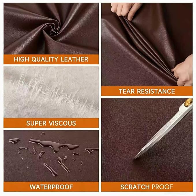 Hohylactic Leather Repair Patch 24x54 Inch, Self Adhesive Leather Repair Tape, Large Vinyl Repair Kit for Sofa Couch Furniture Car Seats, Strong Adhesion Scratch Resistant Easy Cut (Dark Brown)
