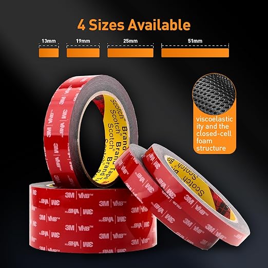 Double Sided Tape Heavy Duty Mounting Tape 2" x 18Ft Made of 3M 5925 Strong Adhesive Waterproof Foam Tape Perfect for Automotive Home Office Decor Indoor and Outdoor Walls