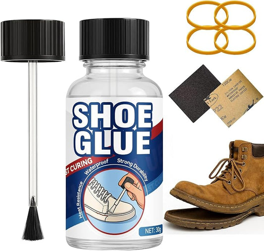 Shoe Sole Glue Repair, Waterproof Shoe Glue for Sole, Leather, Boots, Sneakers, Rubber and Canvas, Clear-Drying Kit