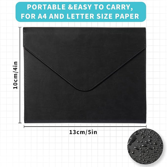 Heture PU Leather Heavy-Duty Expanding File Folder, A5/US Letter Size Document Organizer with 8 Paper File Folders, 4-1/2 Inch Expansion, Black – for Office, Auto Shop, School Paperwork.