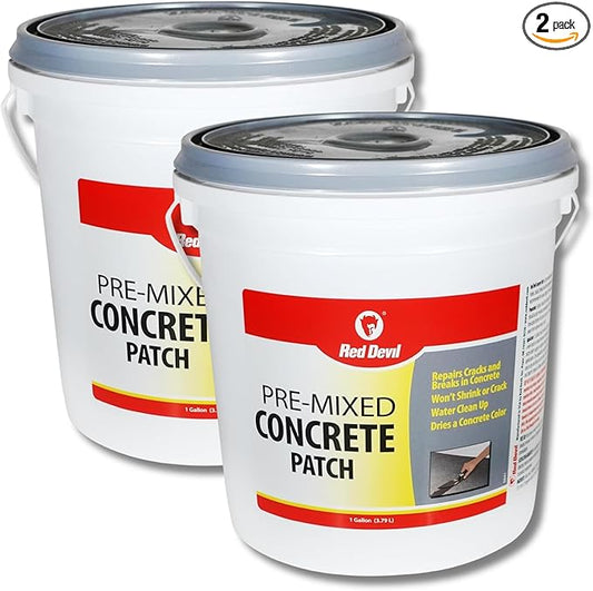 Red Devil 0641 Pre-Mixed Concrete Patch, 1 Gallon, Pack of 2, Gray, Made in USA