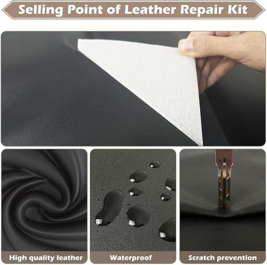 Leather Repair Tape, 4.7x63 inch Leather Patches for Furniture, Self Adhesive Leather Repair Patch for Sofas, Couches, Leather Covers, Seats, Chairs, Vinyl Repair Tape Black-Fine Grain