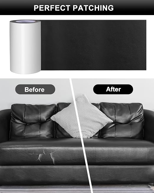 Numola Self-Adhesive Repair Patch, Anti Scratch Sofas Patch for Couch, Car Seat, DIY Furniture Upholstery, Handbags, Jackets (Black)