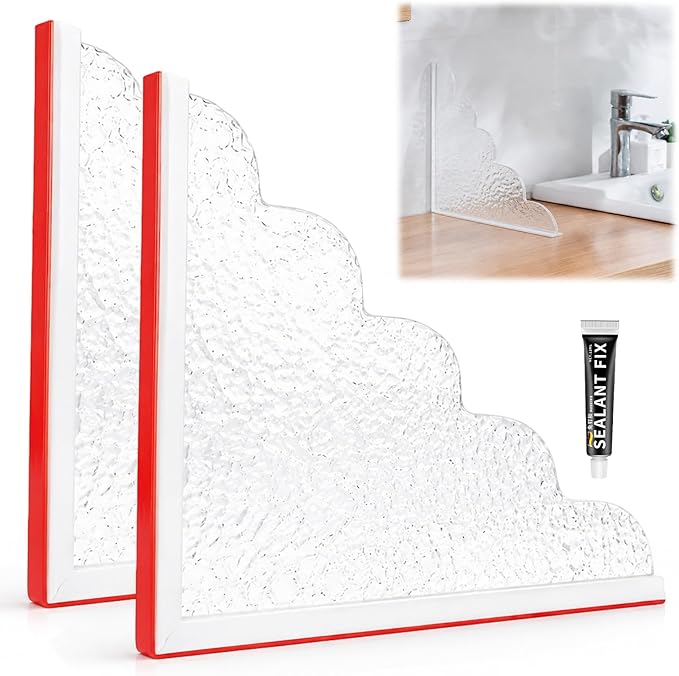 2 Pcs Shower Splash Guard, 9.25” x 9.25“Self-Adhesive Bathtub Splash Guard Removable Shower Water Guard with Silicone Base for Bathroom, Kitchen Sink Shower Guards to Keep Water in Shower