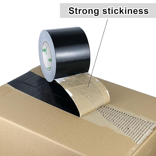 BOMEI PACK Black Heavy Duty Duct Tape, 4 inches x 50 Yards, Strong, Flexible, No Residue, All-Weather and Tear by Hand - for Repairs, Industrial, Professional Use