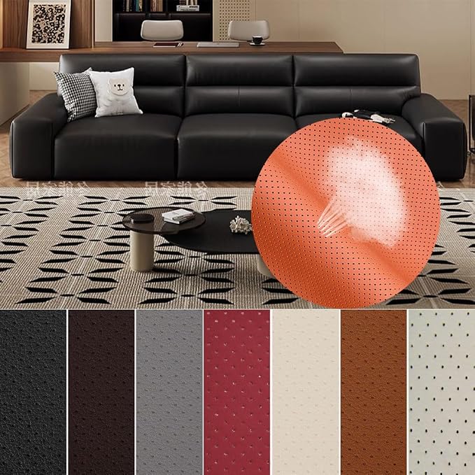 Leather Repair Patch Breathable Perforated Adhesive Self-Adhesive Repair Patch, Furniture Couch Car Seats Office Chairs Sofa Repair Patch Refurbished Patch Beige 17.7x78.7 Beige 2.0