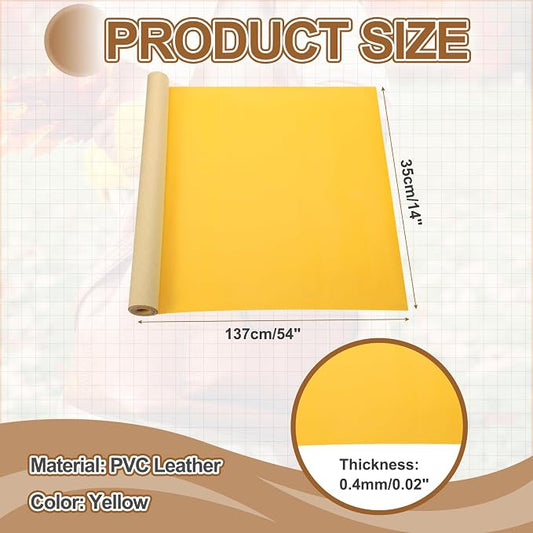MECCANIXITY Leather Repair Patch 14"x54" Self-Adhesive Leather Vinyl Repair Tape Kit for Furniture Couches Sofa Chair Car Boat Seats Jackets, Yellow