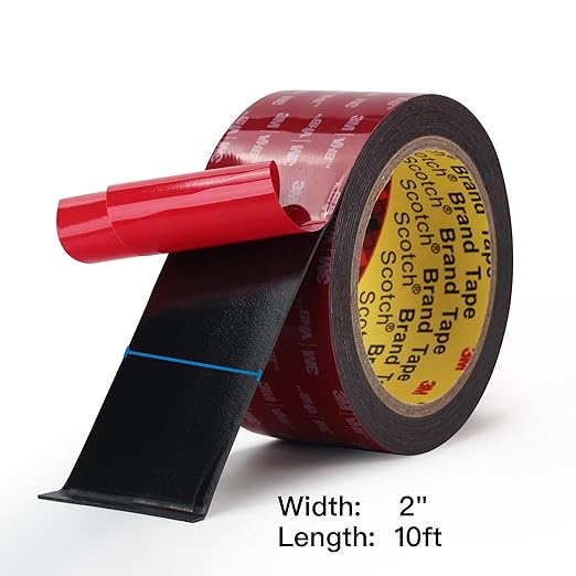 Bulina Double Sided Mounting Tape 5925 2" Width Black Foam Tape High Bond Waterproof Heavy Duty Strong Adhesive Tape Thick 0.025 in Fastener Replace Décor Frame Logos