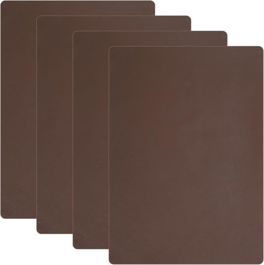 4Pcs Leather Patches for Furniture, 8 x11 Inch Leather Repair Patches Self-Adhesive Repair Kit for Car Seat Repair (Brown)