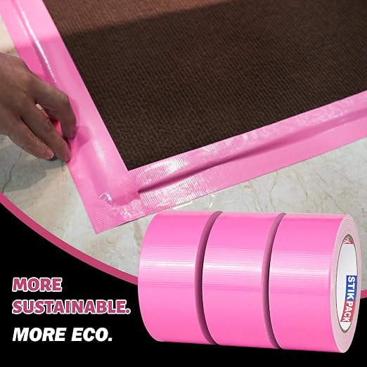 3 Rolls Pink Duct Tape, Heavy Duty Strong Industrial Colored Duct Tape 9mil x 2inch x 25yds Flexible, No Residue, Waterproof and Tear by Hand, Multi-Use for Indoor & Outdoor Repairs