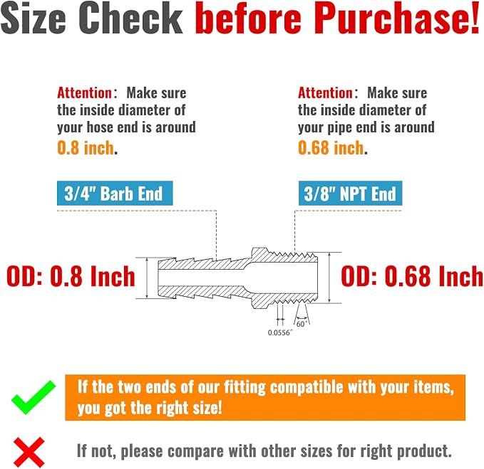 SUNGATOR Hose Barb Fittings 3/4 Inch Barb × 3/8 Inch NPT, Brass Air Hose Fittings, 3/4" to 3/8" NPT Male Air Line Repair Connector Kit, Brass Male Thread Pipe Adapter (2 Pack)