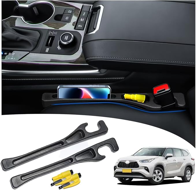【Compatible with Toyota Highlander】 Seat Gap Filler,No Drop Seat Guard Compatible with Toyota Highlander.Drop Seat Guards for Cars(2Pcs),Emergency Keychain Car Escape Tool(2Pcs)