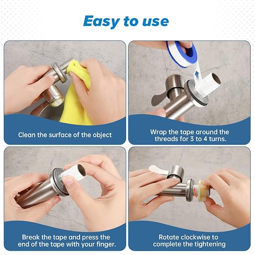 6 Rolls Premium Plumbers Tape, Teflon Tape, PTFE Thread Seal Tape, High-Density Thread Sealant, for Shower Head, Water Pipes (1/2 in X 394 in)