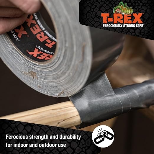 T-REX Tape Heavy Duty Duct Tape with UV Resistant & Waterproof Backing for Ferociously Strong Repairs, 1.88" x 30 yd, Gunmetal Gray, 1 Roll (Pack of 6)