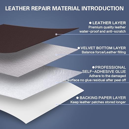 Self Adhesive Leather Repair Patch Kit, 16 in x 63 in Large Vinyl Leather Repair Tape for Furniture, Car Seat, Couch, Sofa, Chair Dark Brown
