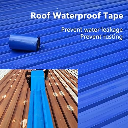 Waterproof Sealant Tape Self Adhesive Rubberized Asphalt Tape for RV Roof Metal Roof Corrugated Roof Leak Repair UV Resistant Heavy Duty Waterproofing Membrane(Bule, 393.7 in X 7.87 in)