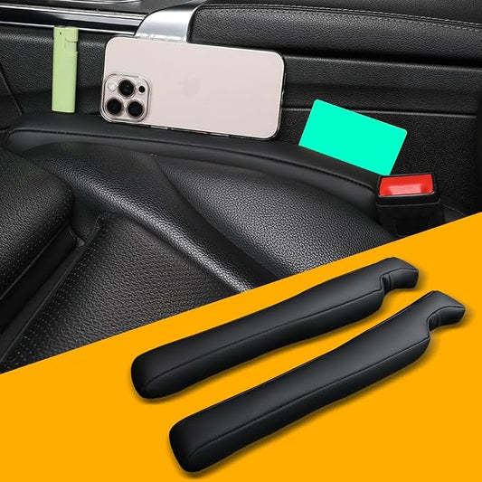 2Pack Leather Car Seat Gap Filler – Anti-Drop Console Organizer, Scratch-Resistant Waterproof Easy to Clean, Fits 90% Vehicles Without Blocking Seat Movement