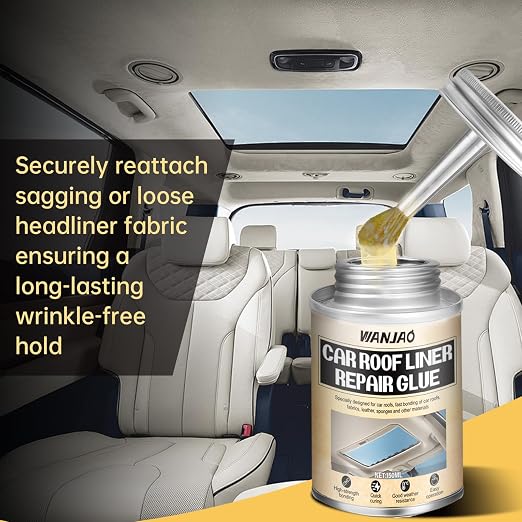 150ML Headliner Repair Glue, Car Headliner Adhesive for Cars Headliner Repair Glue Flexible Car Roof Liner Adhesive with Brush for Automotive interiors, Fabric, Leather