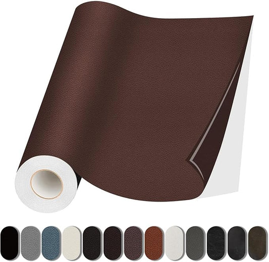 Lifeshoon Leather Repair Patch, 17X158 Inch Self Adhesive Leather Repair, Large Vinyl Patch Tape for Couches, Furniture, Car Seats, Cabinets, Wall, Handbags （Brown, 17X158 Inch）
