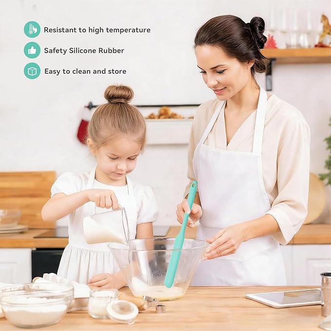 Silicone Jar Spatula Set of 5, Long Handle Skinny Spatula and Spurtle for Sourdough Starter, Flexible Jar Scraper for Peanut Butter, Jam, Icing, Cream with No Batter Left Behind (5)