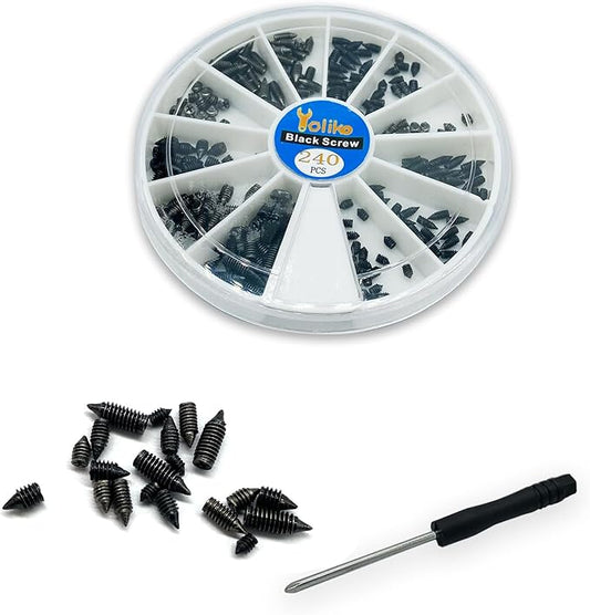 240 pcs Nickel Plated Tip Screws Pointed Cross Slot Leather Accessories 12 Sizes Belt Screws Include M2*3-M2*6, M2.5 * 3-M2.5 * 8, M3*3-M3*8 with 2mm Screwdriver for Belt Buckle Wallet Handbag Black