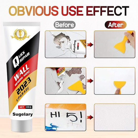 Drywall Repair Kit, 2 Pack Wall Mending Agent, Wall Spackle Paste with Scraper, White Plaster Effortlessly Fixes Small Holes and Cracks