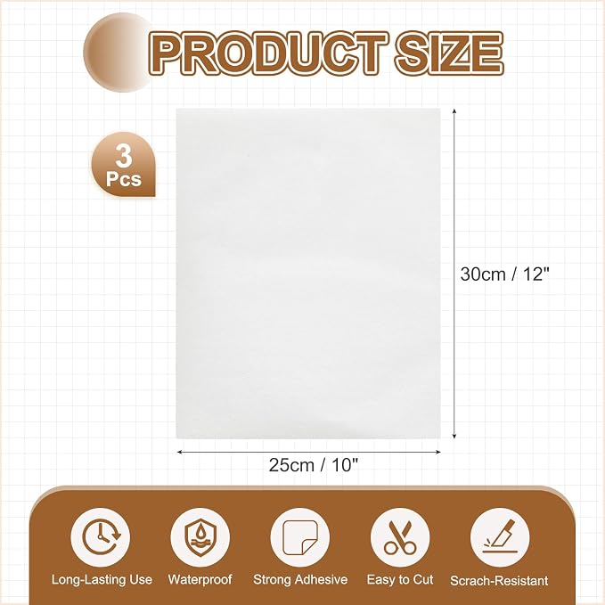 MECCANIXITY 3 Pcs Leather Repair Patch 10"x12" Self-Adhesive Leather Vinyl Repair Tape Kit for Furniture Couches Sofa Chair Car Boat Seats Jackets, White