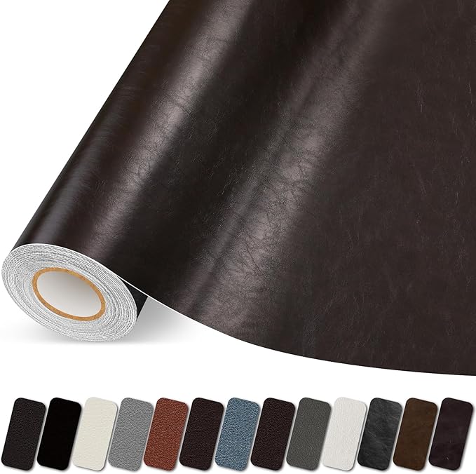Leather Repair Patch, 17X79 Inch Self Adhesive Leather Repair Tape, Large Vinyl Patch Kit for Couches, Sofa, Furniture, Car Seats, Office Chairs, Cabinets, Handbags（Dark Brown, 17X79 Inch）