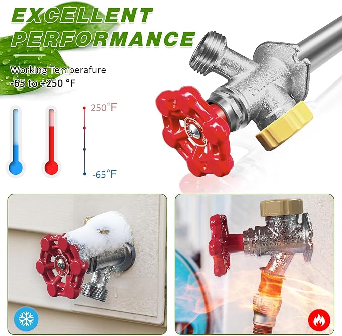 8 Inch Anti-Siphon Frost Free Sillcock Valve Multiturn 1/2 Inch NPT, 3/4 Inch Hose Bibb, Brass Body, Brass Valve, 12 Inch Length, Chrome Finish