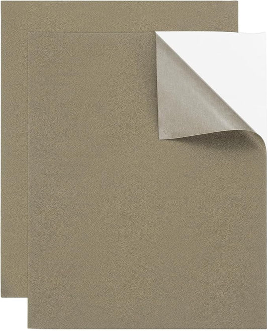 MECCANIXITY 2 Pcs Leather Repair Patch 8"x10" Self-Adhesive Leather Vinyl Repair Tape Kit for Furniture Couches Sofa Chair Car Boat Seats Jackets, Khaki