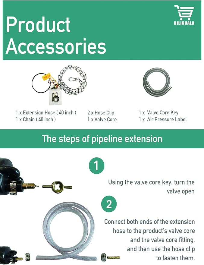 DILIGUALA Inflatable Pipe Plug (Airbag) for Drainage Pipe & Sewer Pipe, Water Shut Off Tool with Accessories - Plumbing Tool for Pipe Repair, Closed Water Testing & Temporary Blocking (8 inch)