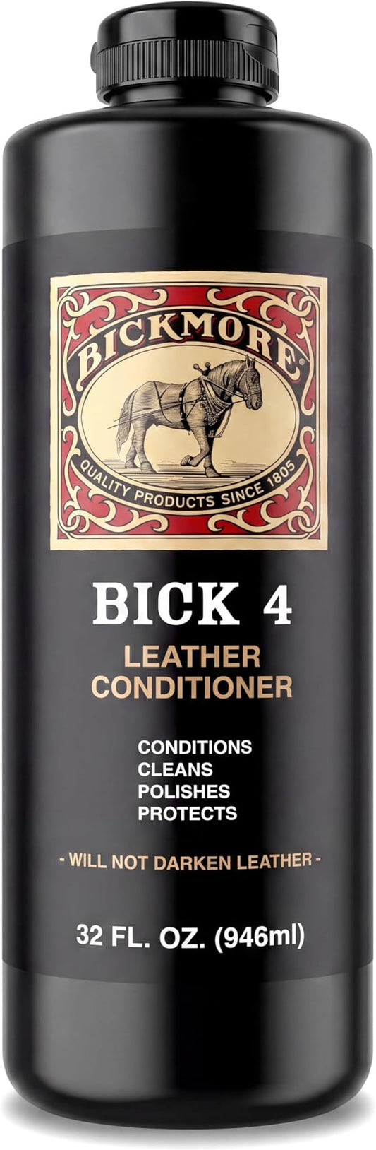 Bickmore Bick 4 Leather Conditioner 32 Fl Oz - USA Made Since 1882 - Leather Cleaner & Conditioner - Restore Polish & Protect All Smooth Finished Leathers