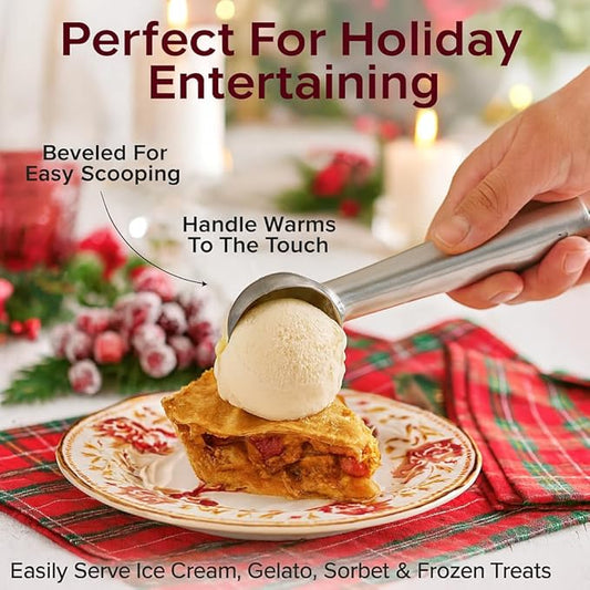 HIC Kitchen Anti-Freeze Ice Cream Scoop, Non Toxic Self Defrosting Handle, Easy Release For Ice Cream Gelato Sorbet Frozen Yogurt