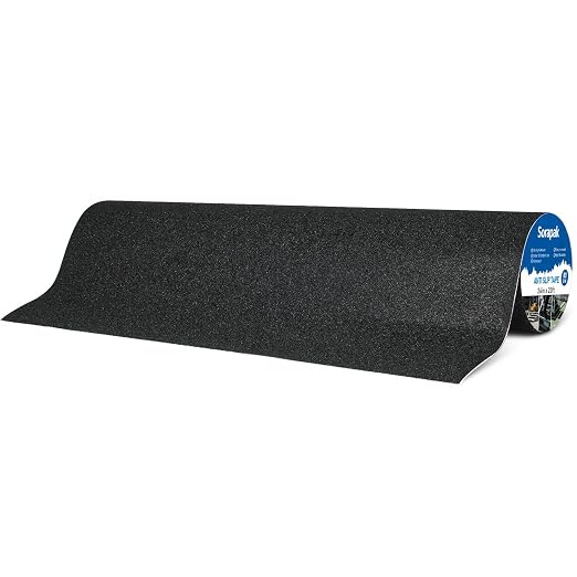 Extra Wide 24in x 20ft Black Anti Slip Tape, 80 Grit Waterproof Non Skid Grip Tape Roll for Ramps, Decks, Boat Decks, Warehouse Floors, Garages, Indoor & Outdoor Use