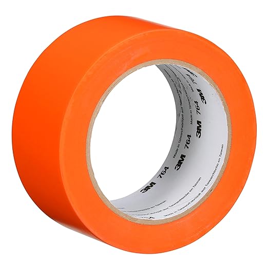 3M Vinyl Tape 764, General Purpose, 2 in x 36 yd, Orange, 1 Roll, Light Traffic Floor Marking, Social Distancing, Color Coding, Safety, Bundling