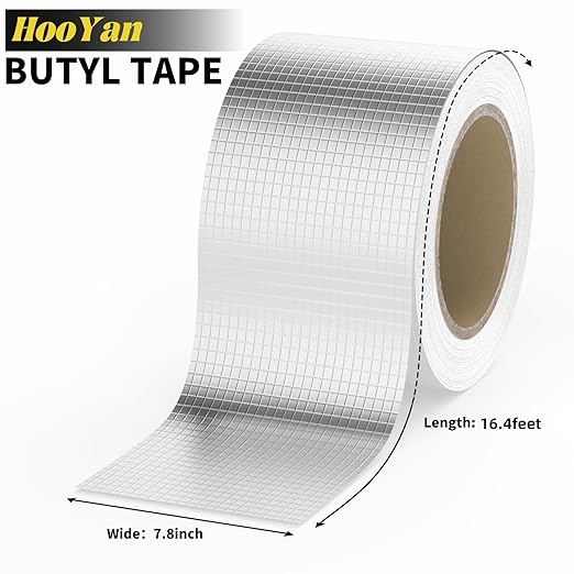 Butyl Tape Waterproof Aluminum Foil Tape for Outdoor Use, Corrosion Resistant, Repair for Metal Roof, RV, Windows (Silver) 7.8in Wide 16.4ft Long (20CM X 5M)