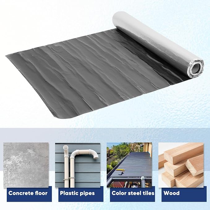 39.6inx32.8ft Self-Adhesive Roofing Felt, Bitumen Waterproof Repair Tape Roof Underlayment Protector Roll Patch Seal Tape Waterproofing Roof Cladding for Roof Leak,Surface Cracks (3.3x32.8ft)