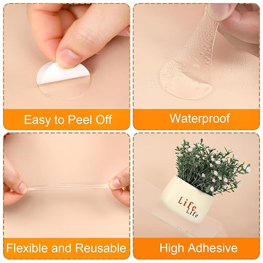 JANYUN 144Pcs Sticky Tack Tape for Walls, Sticky Dots Strips Adhesive | Heavy Duty Clear Museum Putty for Crafts No Trace Poster Water Proof Mounting Tape for School Office Balloons Stickers