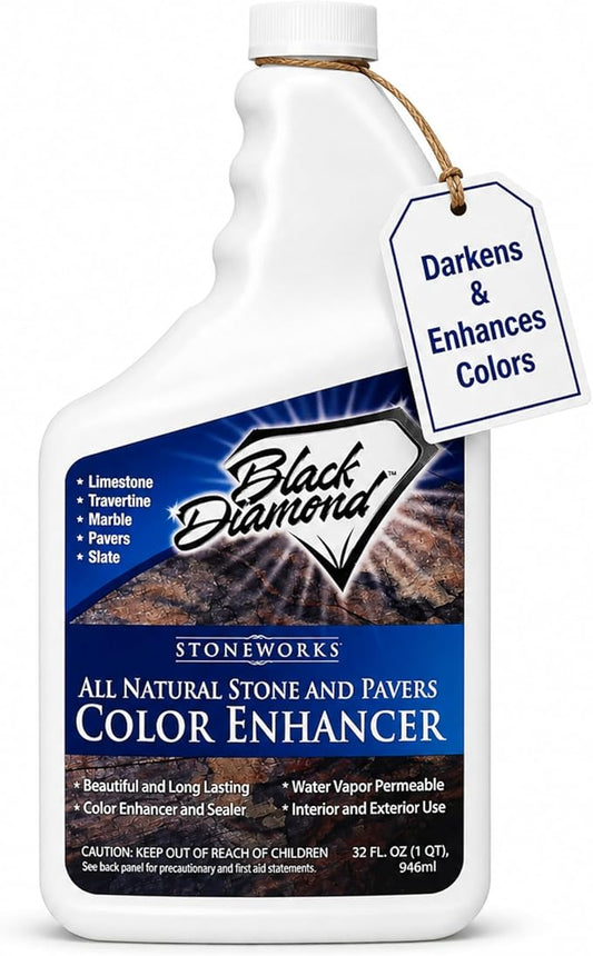 Color Enhancer Sealer for All-Natural Stone and Pavers. Marble, Travertine, Limestone, Granite, Slate, Concrete, Grout, Brick, Block. (1-Quart)