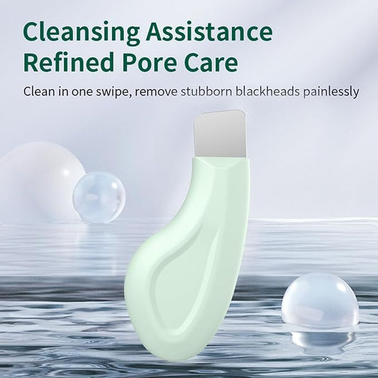 Blackhead Remover Tool, Stainless Steel Face Scraper, Manual Skin Scrubber Face Spatula with Silicone Cover for Nose, Chin and T-Zone, Skin Care Tool for Men and Women(Green
