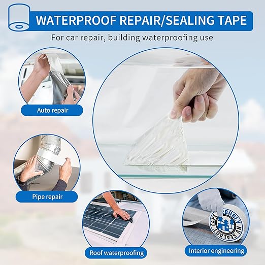 BEBOBLY RV Roof Tape,Leak Repair Sealant Tape 6 Inch x 50 Foot UV & Waterproof for RV Roof,Window,Camper, Boat,Pipe Sealing, Natural White